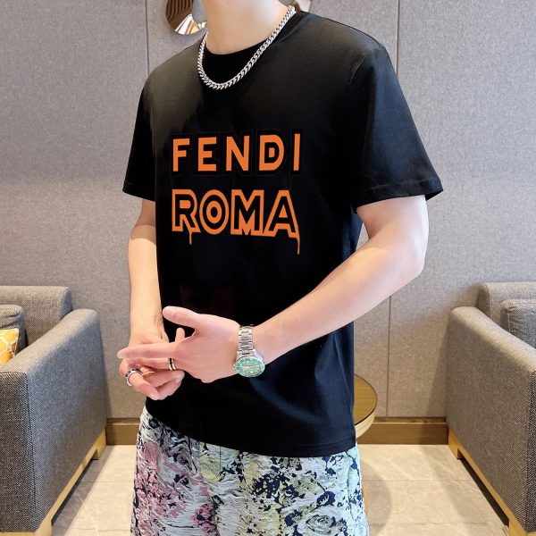 [FENDI] (Fat Gospel) 2023 official website with the same style. World famous luxury brand. Summer men's double yarn pure cotton high quality - Image 4