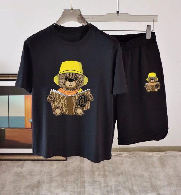 Brand [FENDI] 2023 new men's short-sleeved shorts suit! Synchronous sales on the official website! High-end version on the market - Image 6
