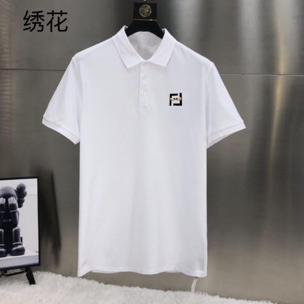Fendi [small embroidery] 2023 summer men's new lapel short-sleeved POLO shirt, customized fabric, breathable and comfortable