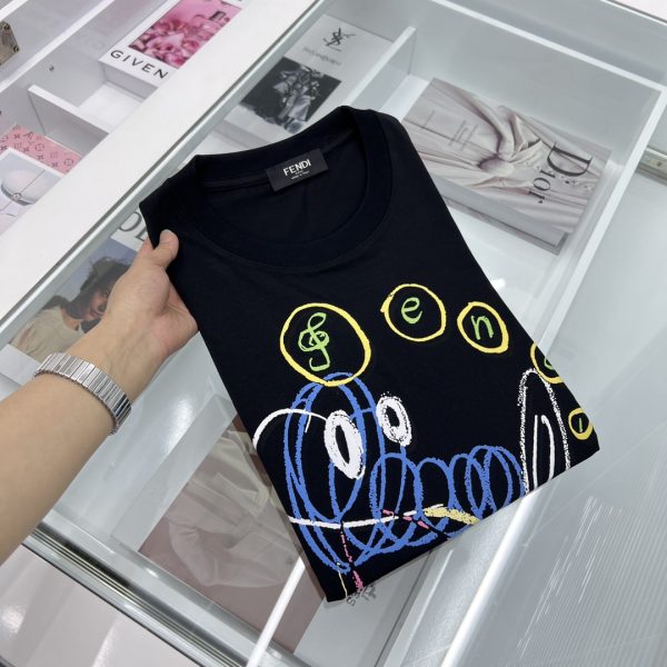 FENDI 2023 latest printed short sleeves, high-quality counter original single short sleeves, top-level craftsmanship imported fabrics, high-quality offset printing design for counters - Image 4