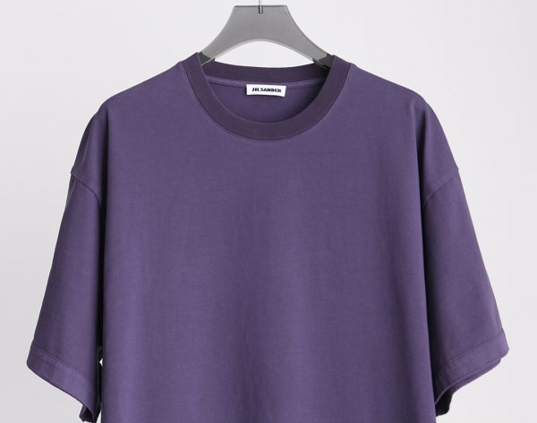 JIL Sander JIL Sander 23 spring and summer new JIL letter patch, basic grape purple loose personality elastic hem half sleeves, round neck short-sleeved T-shirt, high-weight combed cotton twill cotton fabric - Image 17