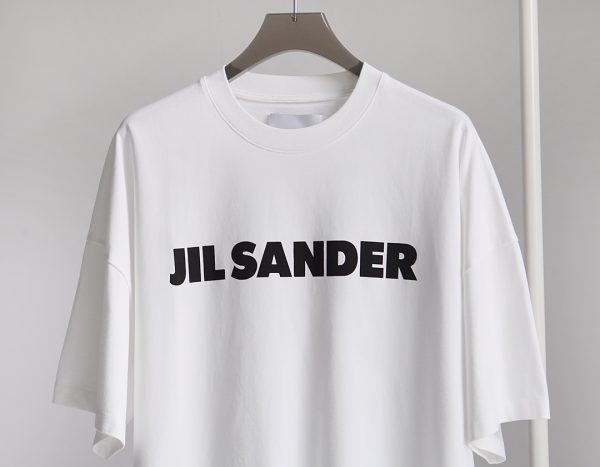 JIL SANDER 23 spring and summer new minimalist chest letter print oversize loose men and women couple round neck short-sleeved T-shirt - Image 11