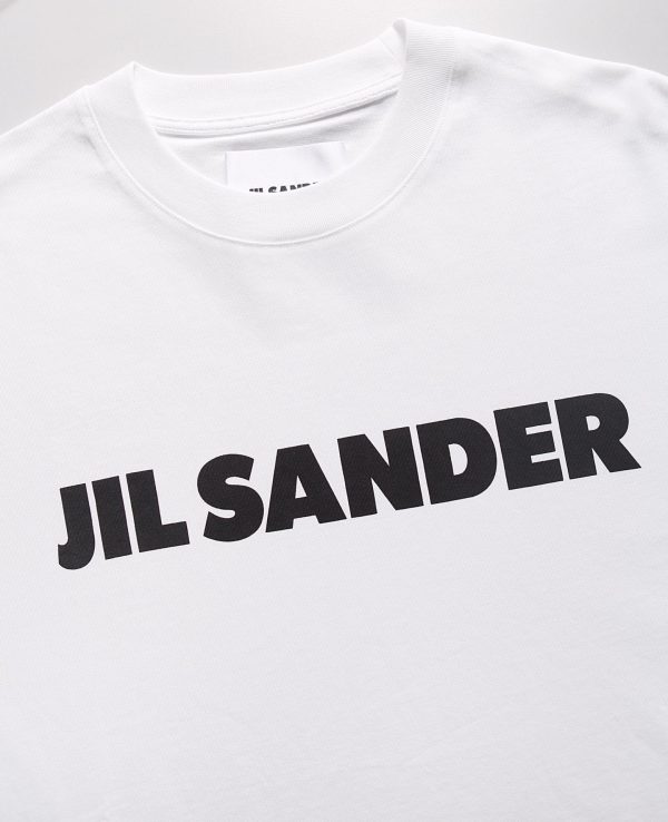 JIL SANDER 23 spring and summer new minimalist chest letter print oversize loose men and women couple round neck short-sleeved T-shirt - Image 8