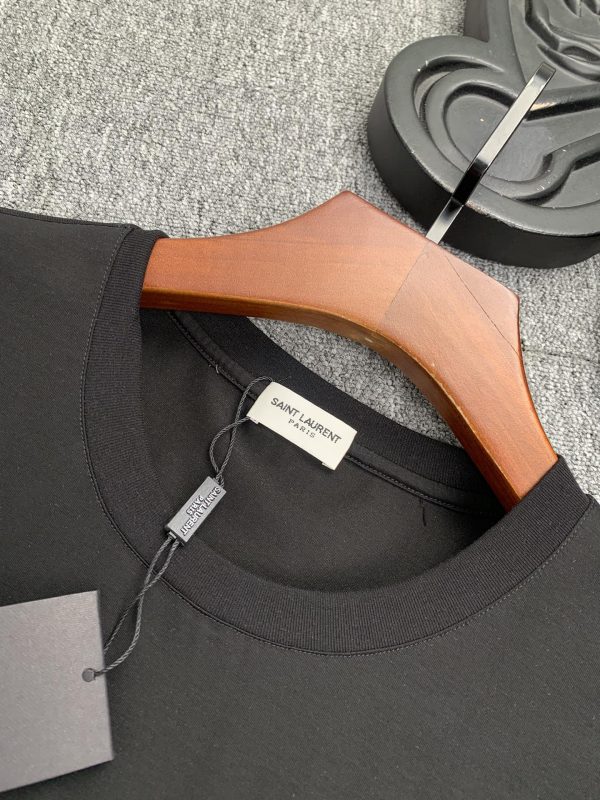 YSL Saint Laurent men's 2023 spring and summer new short-sleeved T-shirts, the summer office is elegant, tall and fashionable, and the first choice is a round neck short-sleeved - Image 6