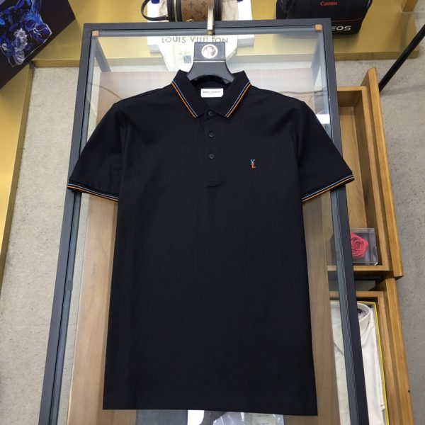 "YsL" ?2023 spring and summer counter fashion short-sleeved mercerized pearl cotton polo polo shirt - Image 4