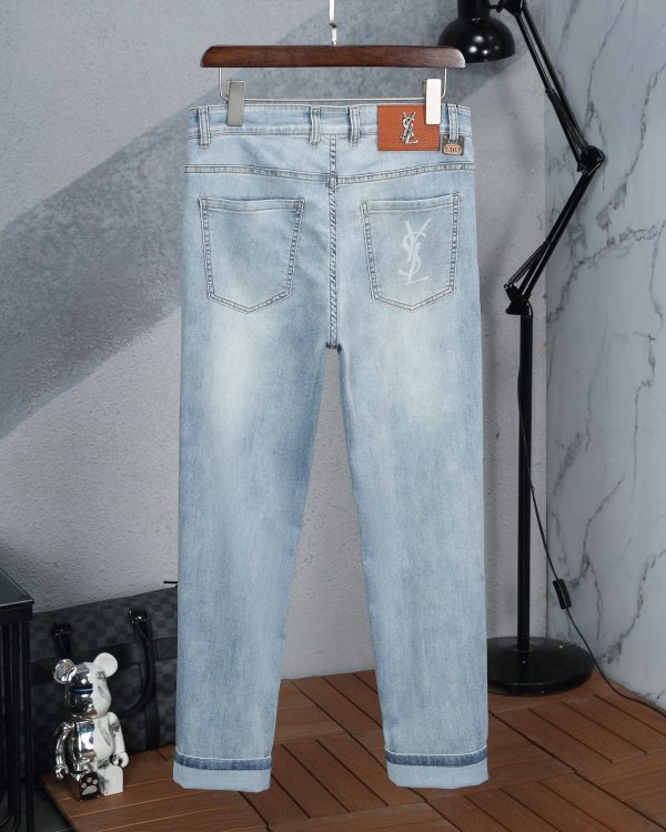 YSL [Yves Saint Laurent] 2023 spring and summer new hot style ? counter 1:1 original light mature men versatile style classic jeans - Image 5