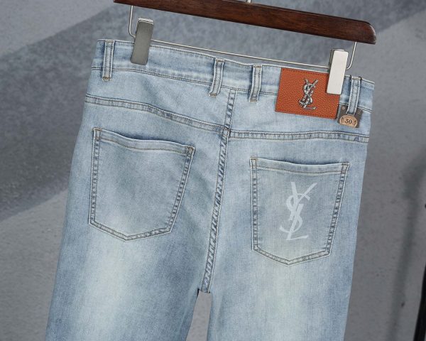 YSL [Yves Saint Laurent] 2023 spring and summer new hot style ? counter 1:1 original light mature men versatile style classic jeans - Image 7