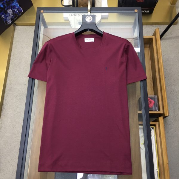《Ysl..》?2023 spring and summer new round neck short-sleeved T-shirt. The three standards are complete, the details are perfect, and the imported high-count mercerized fabric is very soft. - Image 4