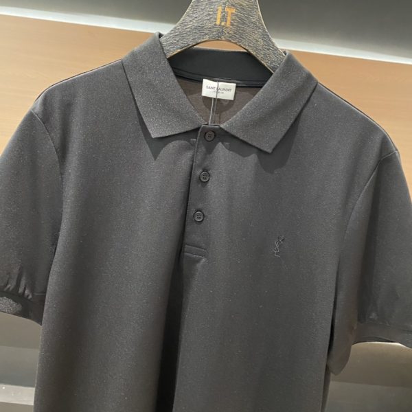 YSL 23 spring and summer short-sleeved polo shirt with brand letter embroidery on the chest, the same style as ZG, with YSL letter logo on the chest and embroidery in the same color of the cloth - Image 8