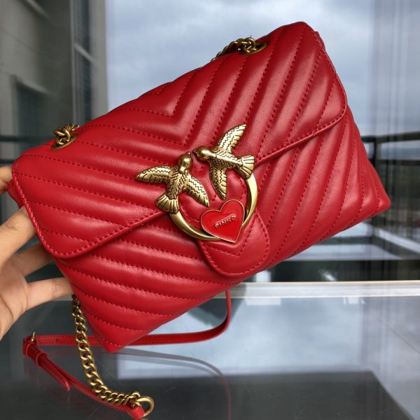Pinko Ladies Classic Love Shoulder Bag FARFETCH Red - Image 6