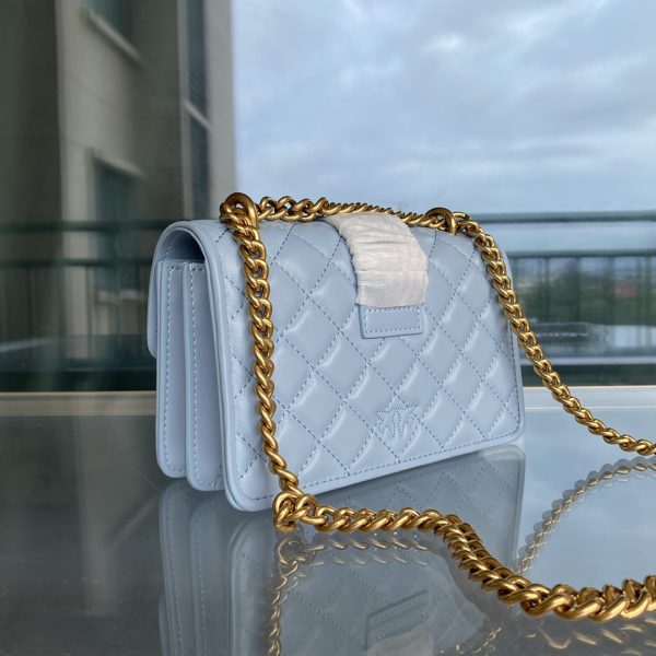 Pinko 2022 New Rhombus Pattern Underarm Bag Bird Bag Swallow Bag 1P22Z1Y7SR Blue - Image 3