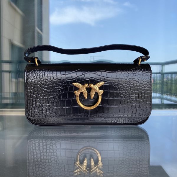 Pinko Swallow Bag 2022 Spring And Summer Crocodile Pattern Baguette Bag Underarm Bag One Shoulder Messenger Women'S Bag