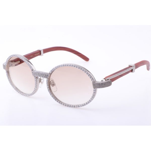 Cartier 7550178 55 22 New Full Diamond Wood Sunglasses