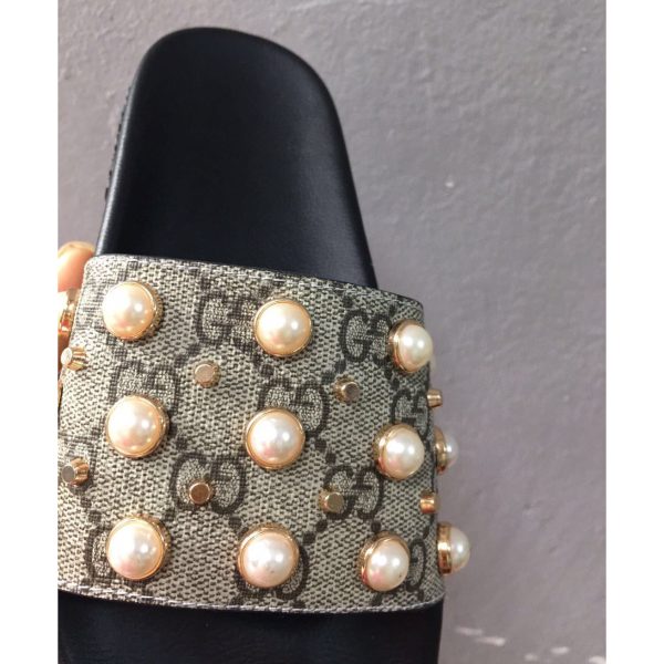 Gucci GG Slides With Pearls - Image 7