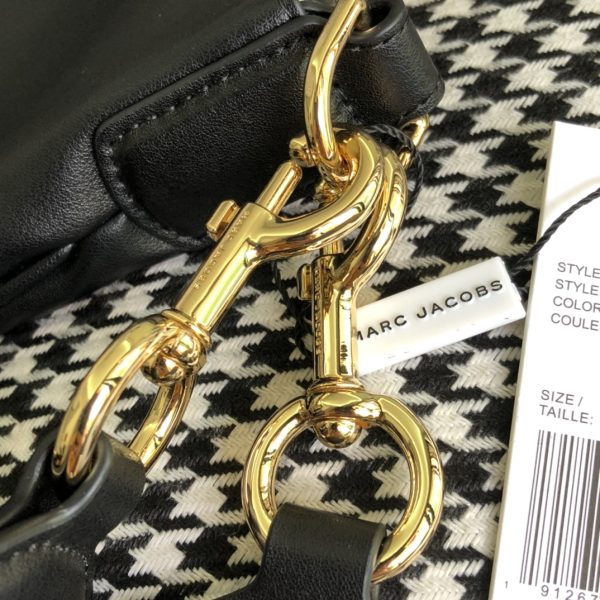 Marc Jacobs Crossbody Bag In Calfskin With Wide Fabric Shoulder Strap Black - Image 7