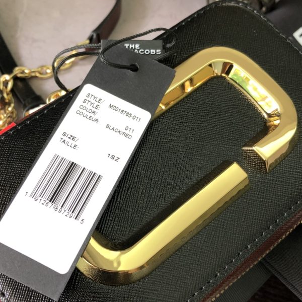 THE Marc Jacobs Vertical Phone Bag Saffiano Leather Black And Red Model M0016765—011 - Image 6